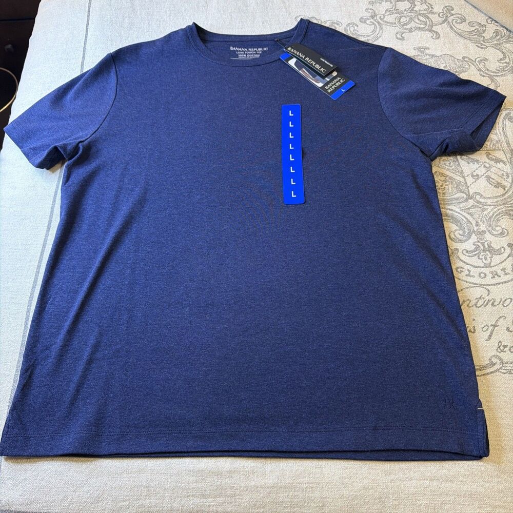 NWT Banana Republic Luxe Touch T-Shirt Blue Size Large -See Pic